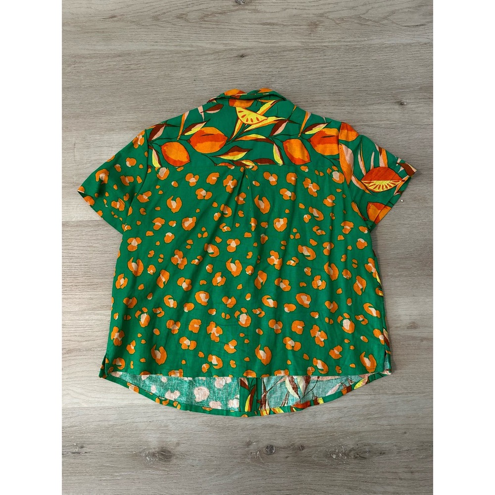 Tabitha Brown x Target Leopard Orange/Green print button down shirt size M - Picture 7 of 7